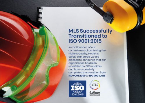 MLS SUCCESSFULLY TRANSITIONED TO ISO 9001:2015